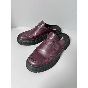 $195 Virón Women's Chunky Purple Burgundy Slides Mules Loafers Shoes Clog 41 /10